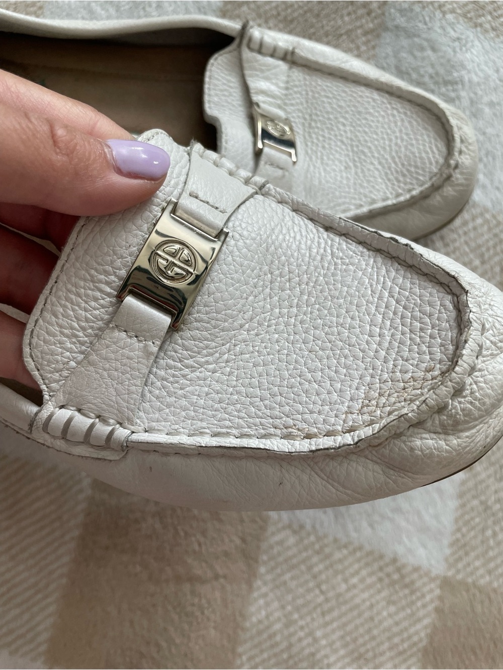 Giani Bernini Women’s 8.5 White Leather Bit-Accent Driving Loafers - Picture 6 of 9